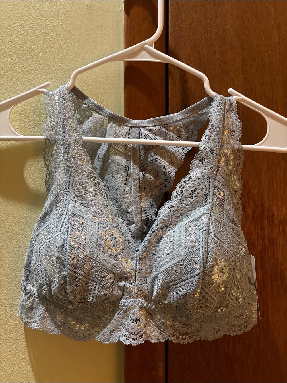 Gilligan & O'Malley Lace Bralette in Light Gray